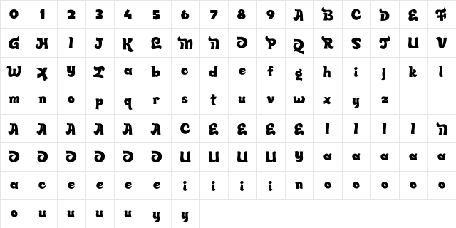Quincy Jhons Regular  glyph index