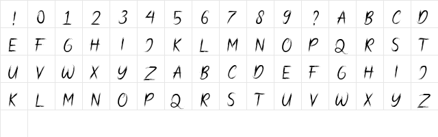 Bad Hunter Brush Regular  glyph index