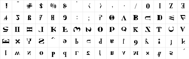 NEW KIND OF ENGLISH Regular  glyph index