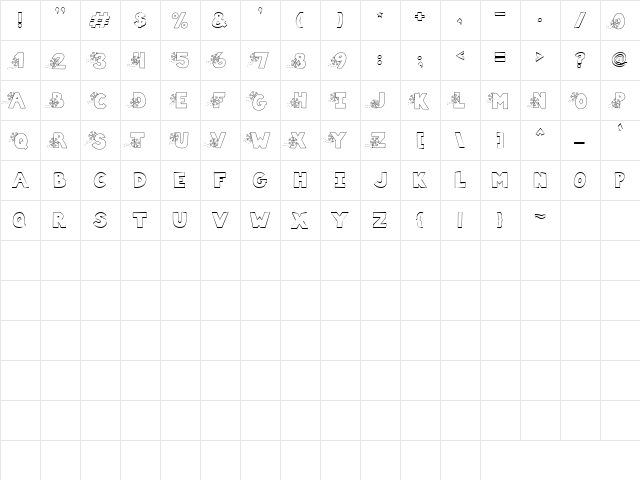 LD Flurry Regular  glyph index
