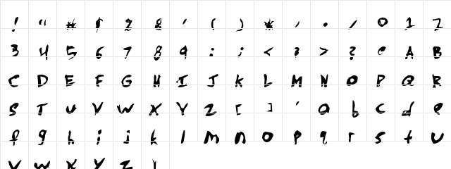 coattails Regular  glyph index