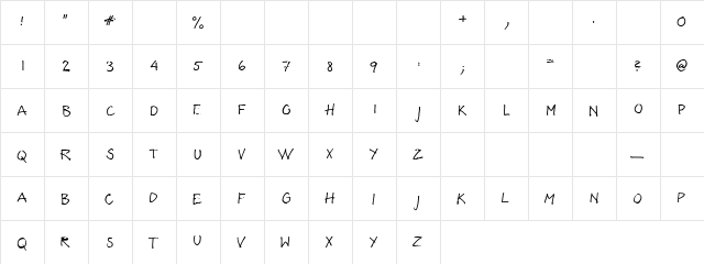 Freezi Regular  glyph index