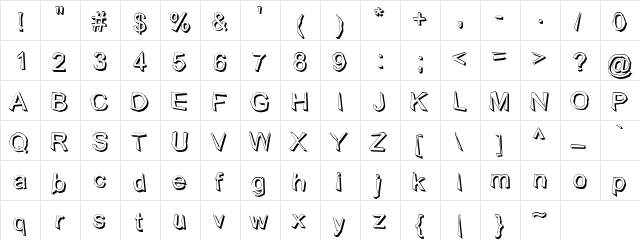 Wobbly Wobbly-shadow  glyph index