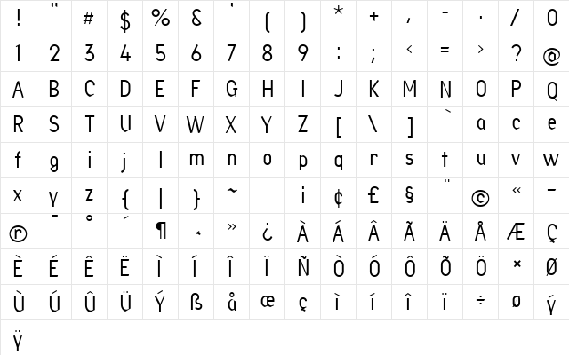 FactoryLightLiningNumbers Regular  glyph index