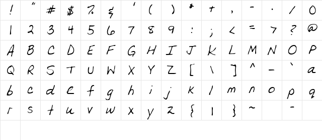 Olga Regular  glyph index