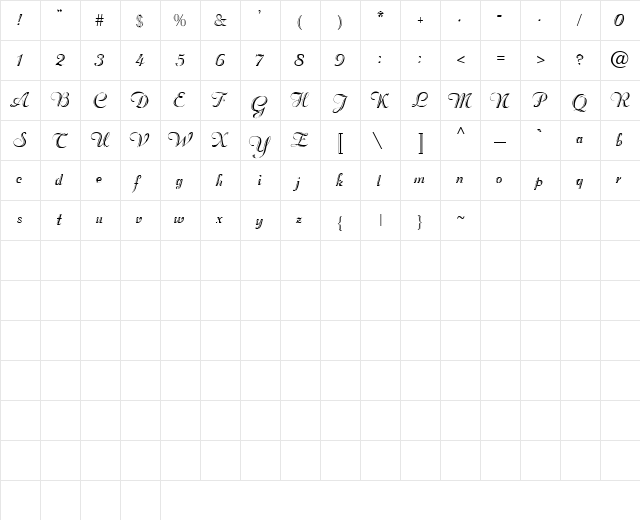 LAVISH Regular  glyph index