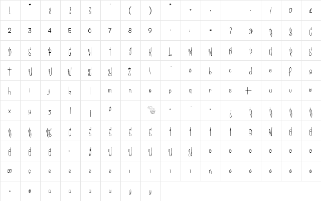 Une Sale Histoire de Yak Regular  glyph index