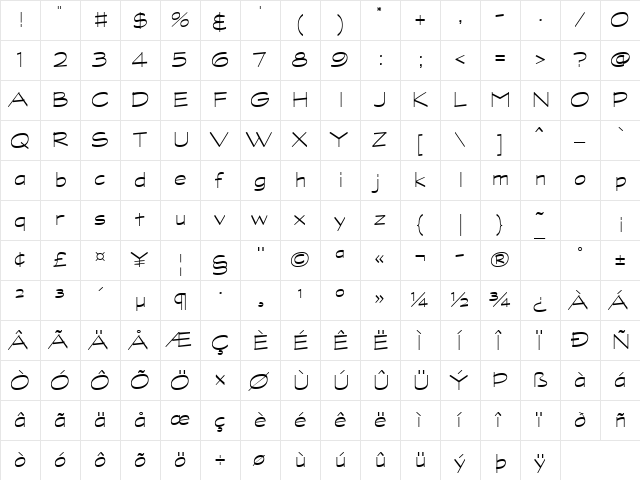 Graphite Light Regular  glyph index