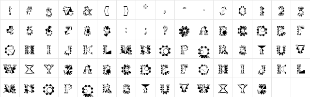 VTCrystalBalzacSplines Regular  glyph index