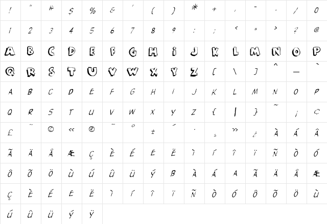 Rant Medium  glyph index