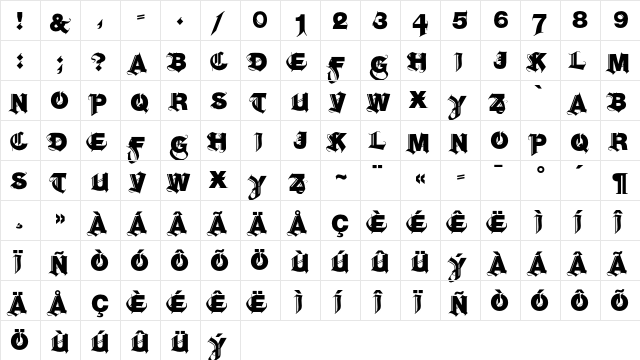 Hel Grotesk Gothiq Bold  glyph index