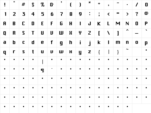 QTChicagoland Regular  glyph index