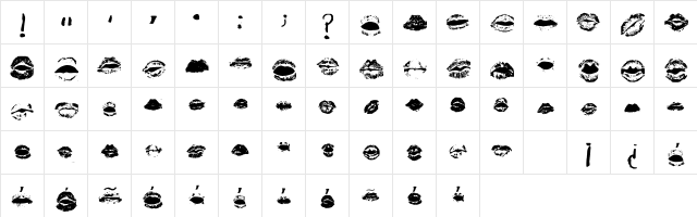 Kisstell Regular  glyph index