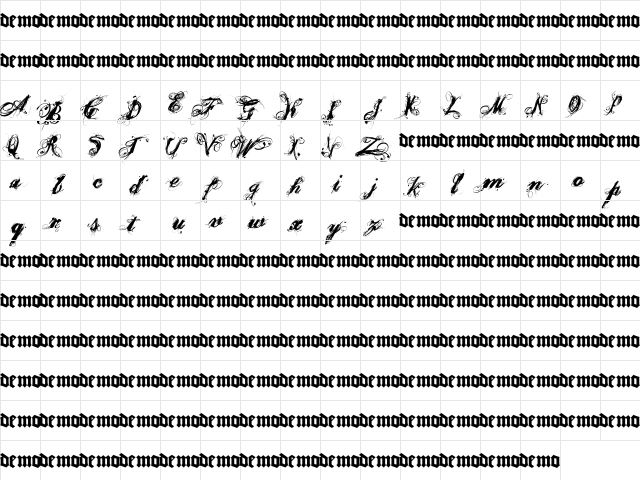 Poesie_Noire Regular  glyph index