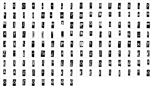 Ellet niin Regular  glyph index