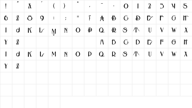 Beauvoir Regular  glyph index