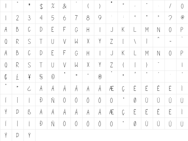 Nougat Regular  glyph index