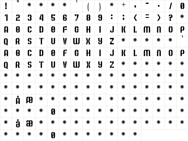Mute Fruit Regular  glyph index