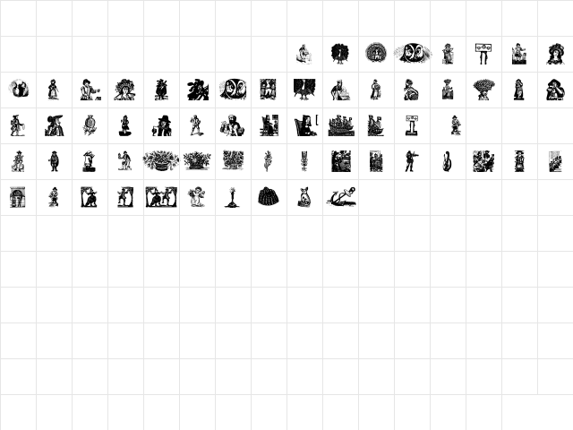 WasWoodcuts Regular  glyph index