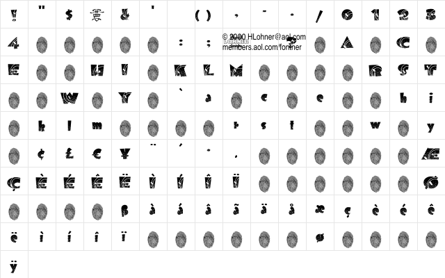 Milky Way DEMO Regular  glyph index