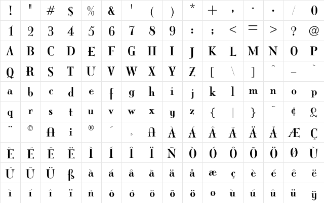 ItingOpti Regular  glyph index