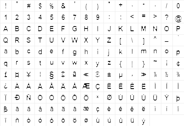 BN BoyfriEnd Regular  glyph index