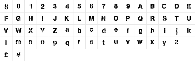 CityStencil Regular  glyph index