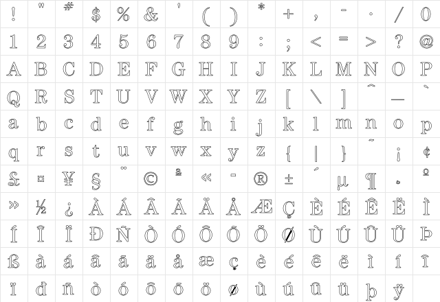 Centurion Ho Regular  glyph index