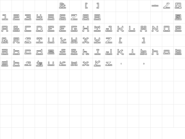 abc,pipe Regular  glyph index