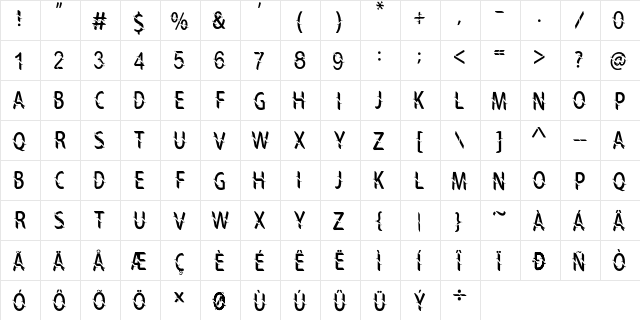 DARTFORD Regular  glyph index