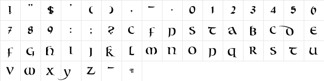 CallifontsF60PostScript Regular  glyph index