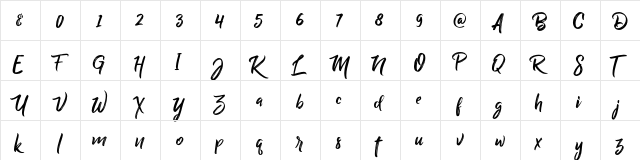 Billy Ohio Regular  glyph index