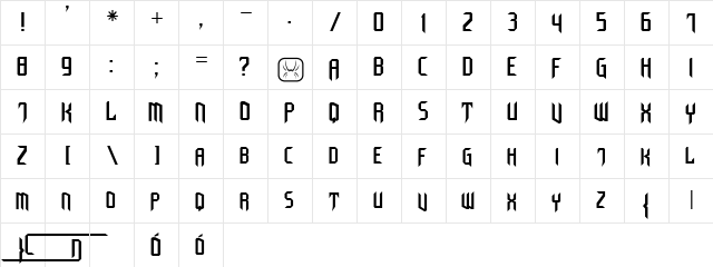 Cyberchild CE Regular  glyph index