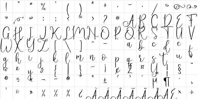 hellena Regular  glyph index