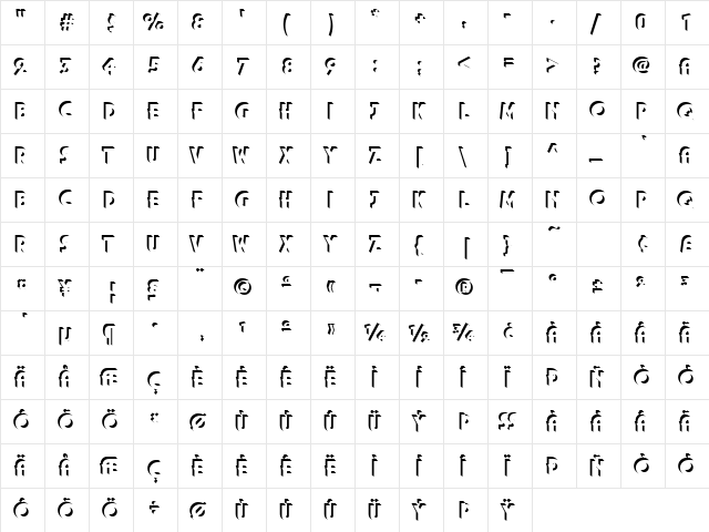 URWPlenaOnlShaDUlt Regular  glyph index