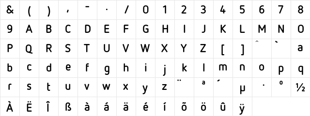Netto OT Bold  glyph index