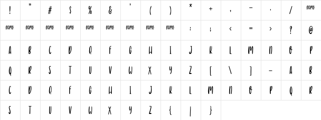 Peak Season Demo Regular  glyph index