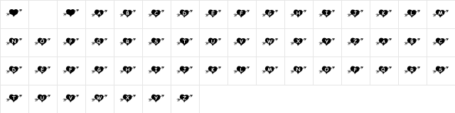 KR Arrow Heart Regular  glyph index