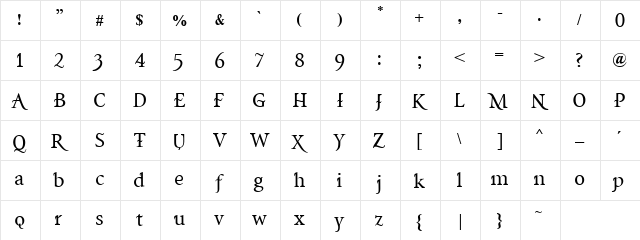 AB Nirvana* Regular  glyph index
