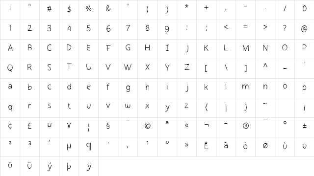Cekerayam Regular  glyph index