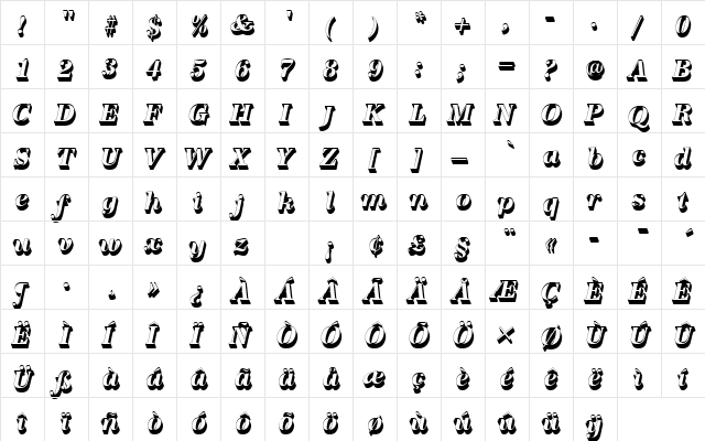 URWAntiquaTBolItaSh1 Regular  glyph index