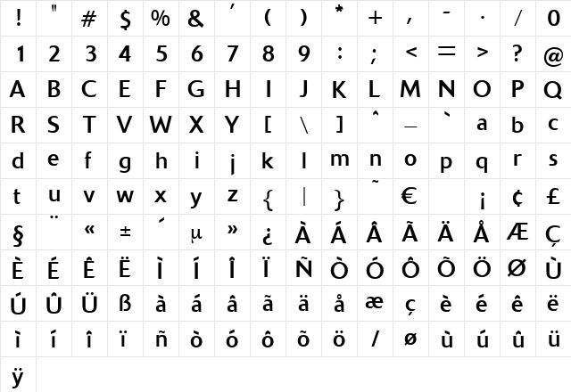 SoundBook Regular  glyph index