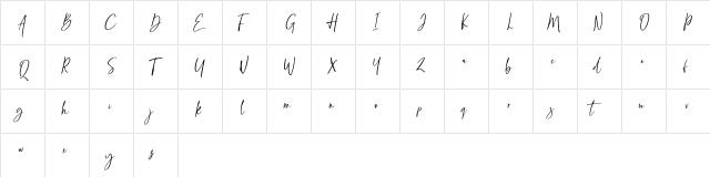 Mellyana Regular  glyph index