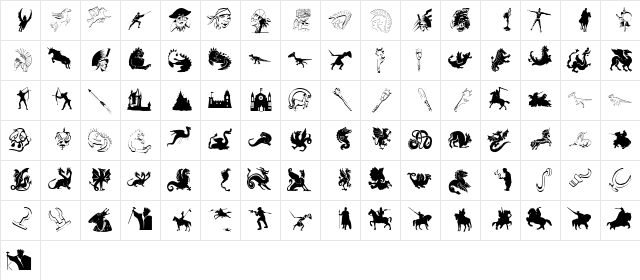 MediaevalBats Regular  glyph index