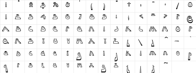 Bumps Regular  glyph index