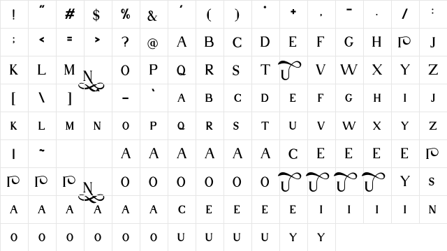 Nuri Free Regular  glyph index