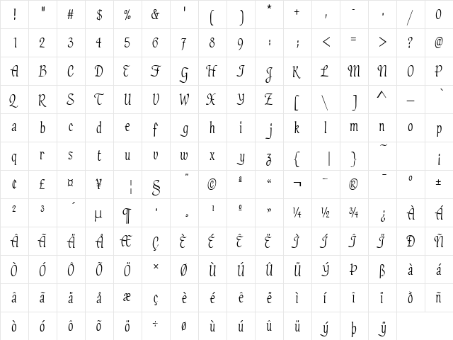 ElicitSSK Regular  glyph index