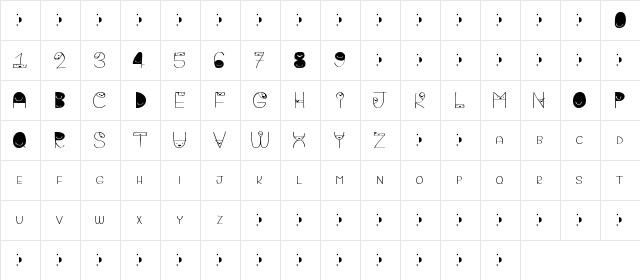 bigattino Regular  glyph index
