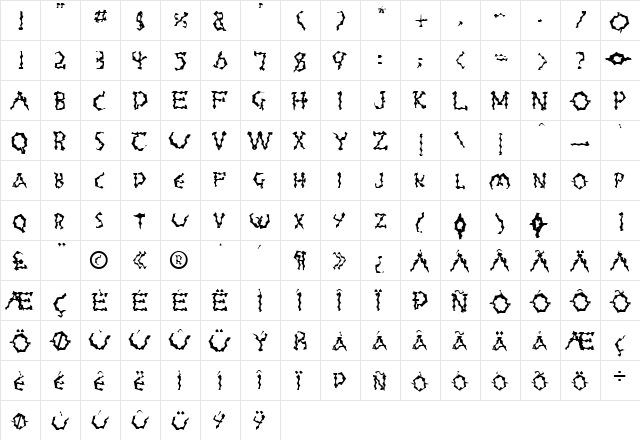 FZ WACKY 23 Normal  glyph index