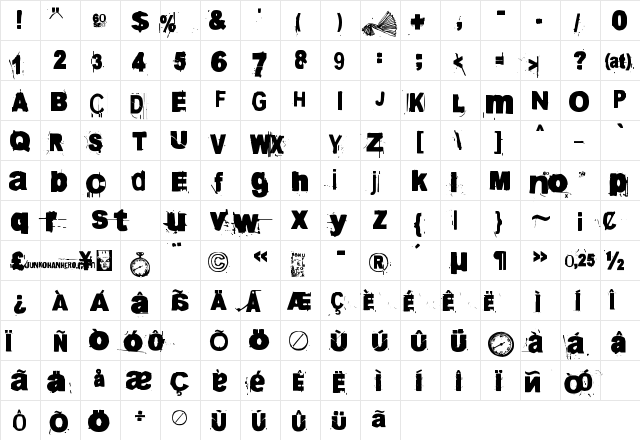 60sekuntia Regular  glyph index